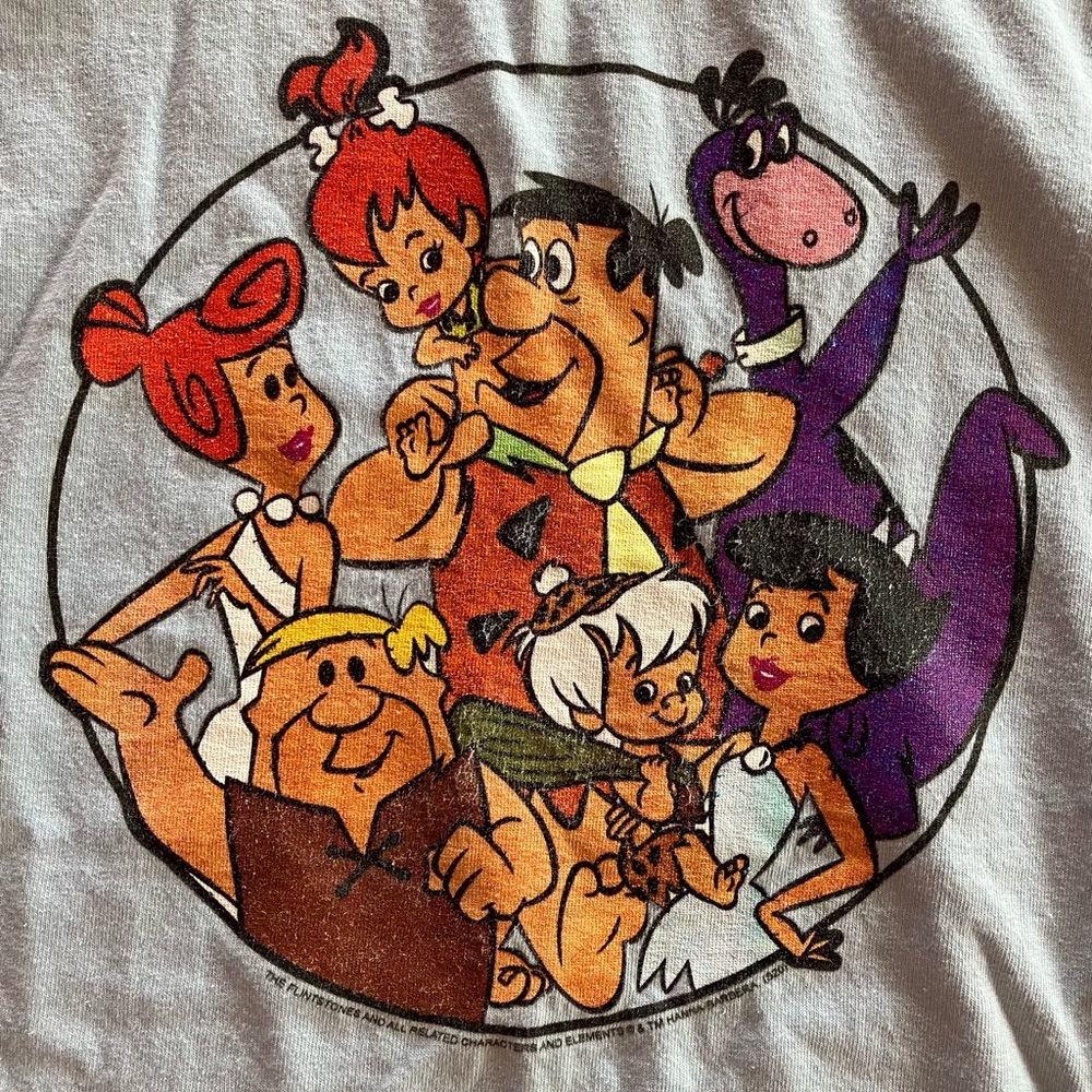 Light Blue Gildan Tee with Flinstones Graphic MD